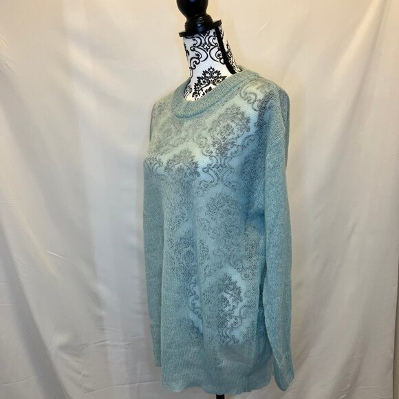 Ultra Fine Round Neck Wool Sweater - Seafoam - Picture 5 of 9